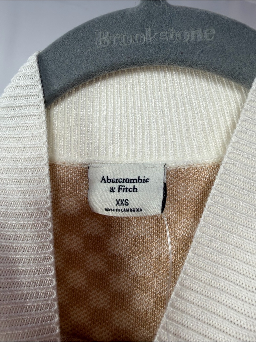 NWT Abercrombie & Fitch Long Sleeve Checkerboard Sweater Dress in Light Brown - Picture 4 of 6